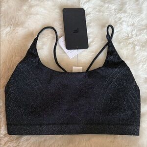 Fabletics Low Impact Seamless Lurex Strappy Bra – Size M (Black Shimmer) NWT